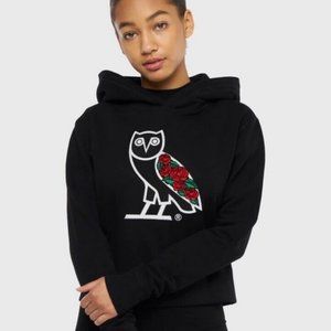 OVO (October's Very Own) Owl Hoodie with Embroidered Roses